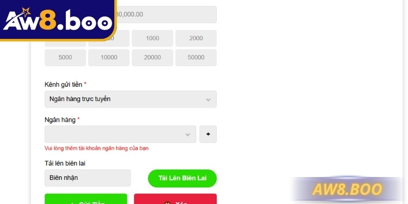 Nạp Tiền AW8 Nhanh Chóng, An Toàn, Hiệu Quả Vượt Trội 1 Nạp tiền AW8 qua hình thức truyền thống ngân hàng